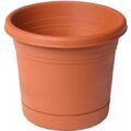 Att Southern Southern Patio Riverland Planter with Saucer, 8 in Dia, Round, Poly Resin, Terra Cotta, Matte RN0812TC